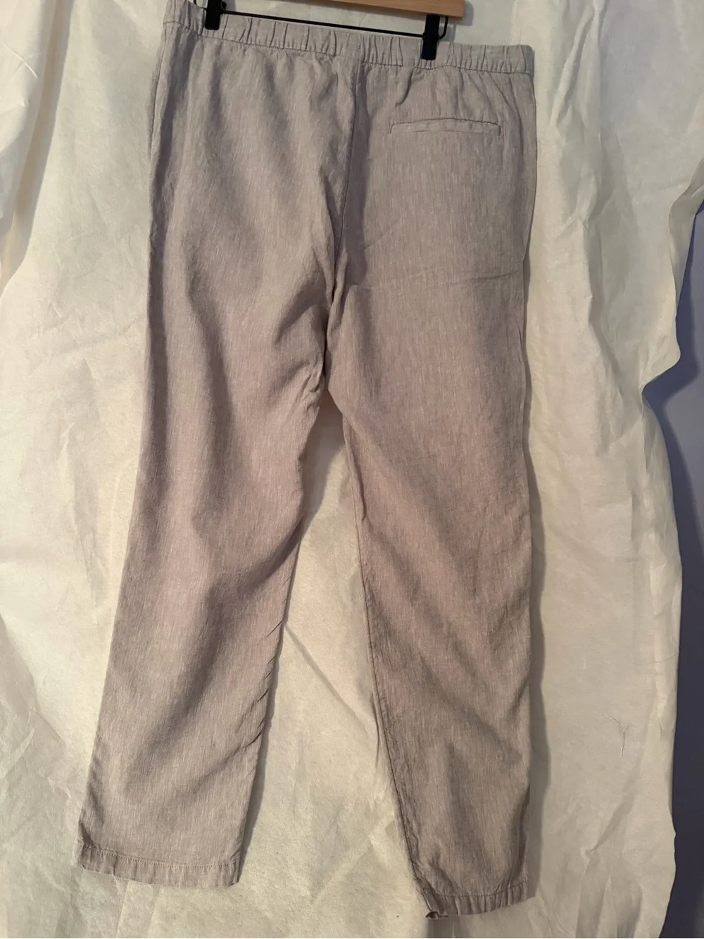 H&M Men's Light Taupe Drawstring Linen-Blend Pants